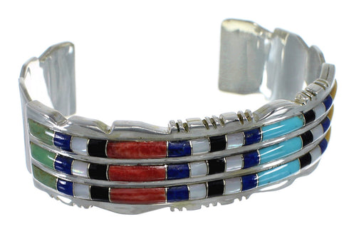 Sterling Silver Multicolor High Quality Southwest Cuff Bracelet VX60636